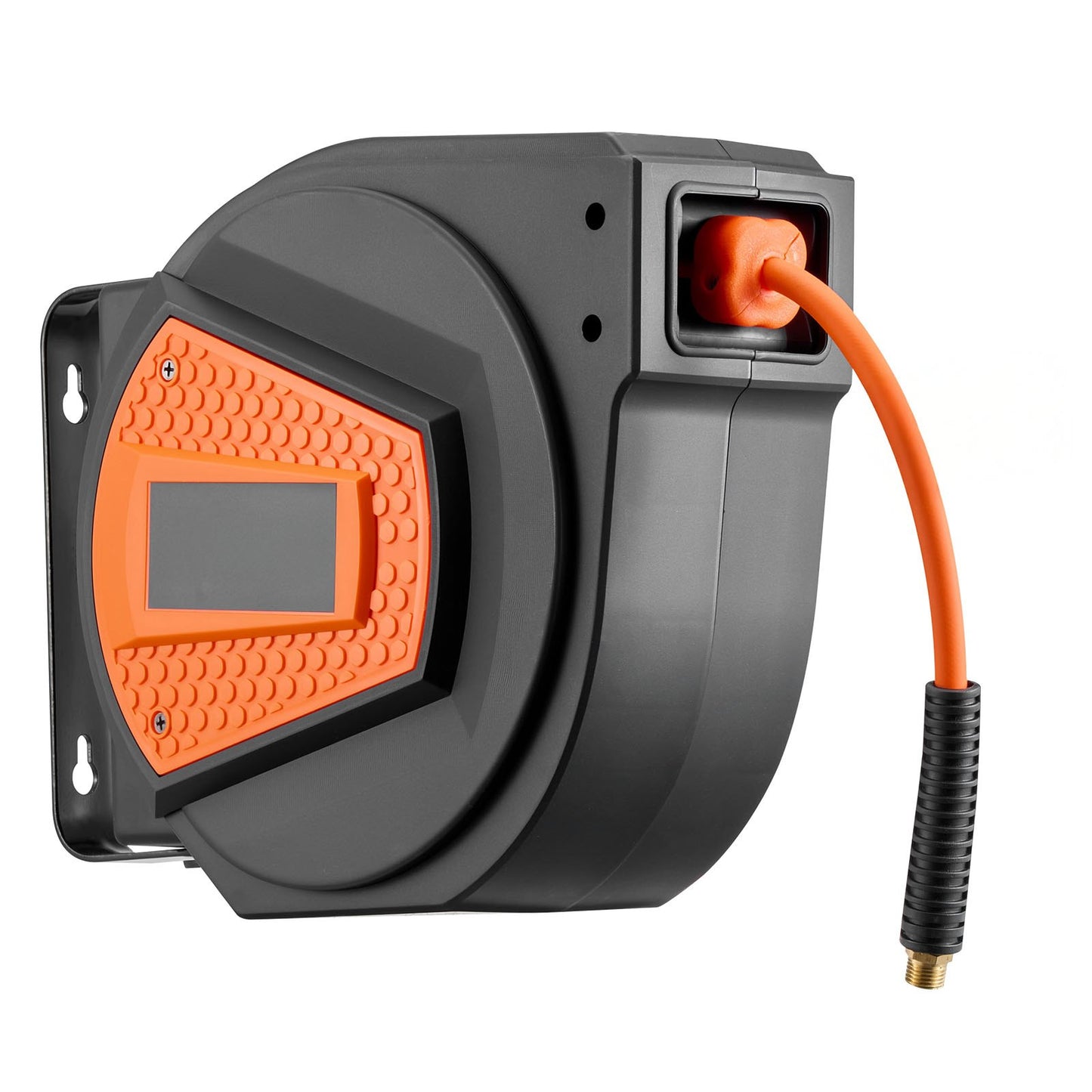 Retractable Air Hose Reel 50FT with Auto Rewind & Blow Gun - Wall Mount
