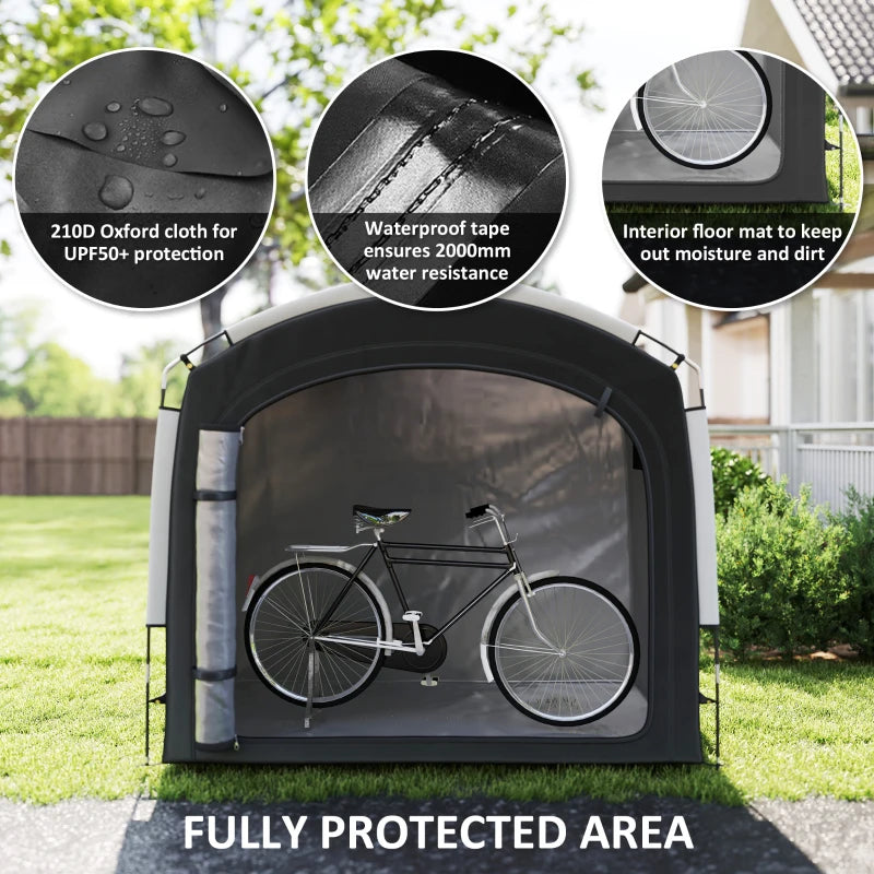 Portable Waterproof Bike Storage Tent for 3-4 Bicycles - Black Garden Shed
