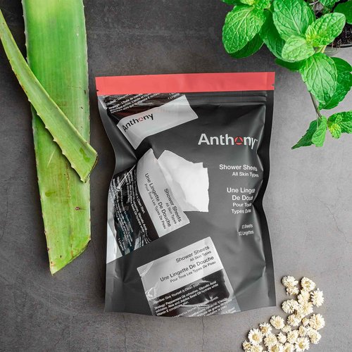 Anthony No Sweat Body Defense and Shower Sheets Bundle, Anti-Chafe Talc Free Cream To Powder Lotion, 16 Fl Oz, and Pack Of 12 Shower Sheets