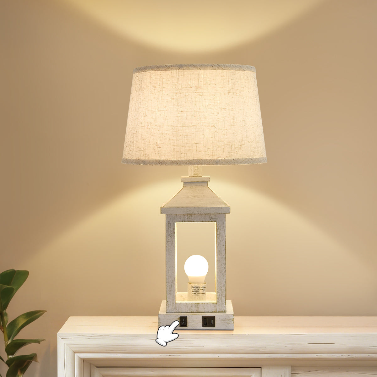 Vintage Industrial Table Lamps Set of 2 with USB Ports - Black