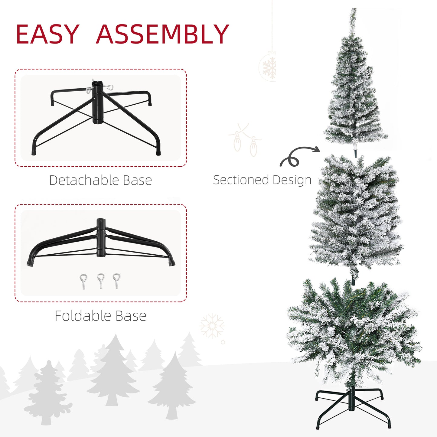 7.5ft Flocked Artificial Christmas Tree - Snow-Flocked Green
