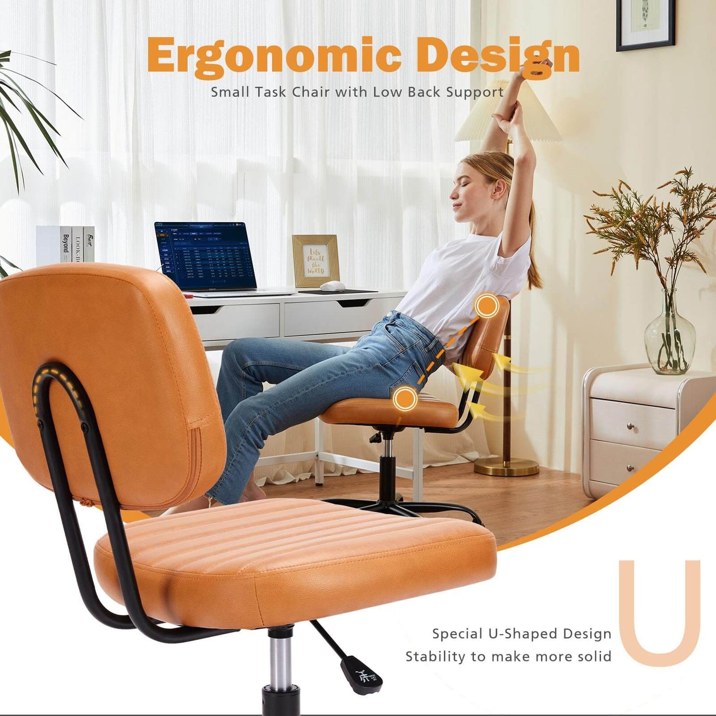 Adjustable Height 360° Rolling Swivel Office Chair - Multiple Colors