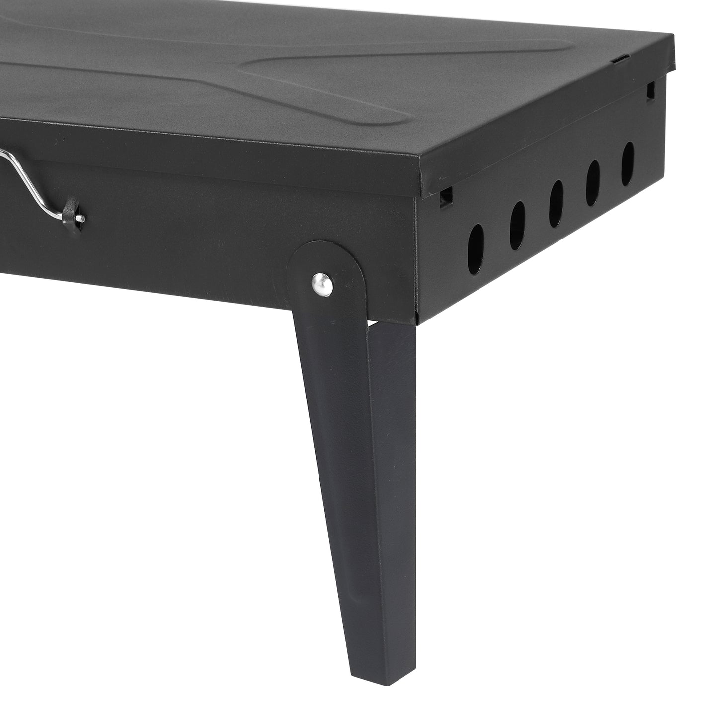Portable Square Charcoal Grill with Adjustable Height - Black