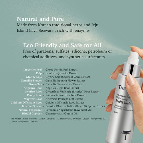 Truezyme Water Lock Skin Calming Multi Tonic 100ml | 3.4 fl. oz.| Korean Premium Skincare with Fermented Botanical Extract | No Chemicals or Toxins | Hypoallergenic