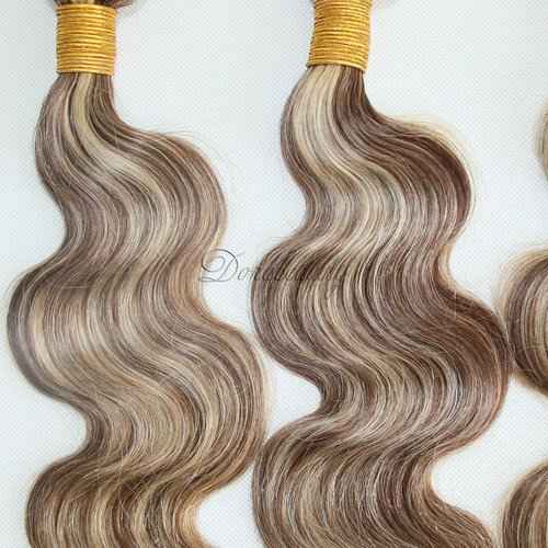 8A Highlight Blonde Human Hair 3 Bundles P4/613 Two Tone Brown Mixed Ombre Body Wave Brazilian Virgin Human Hair 10 12 14 inch