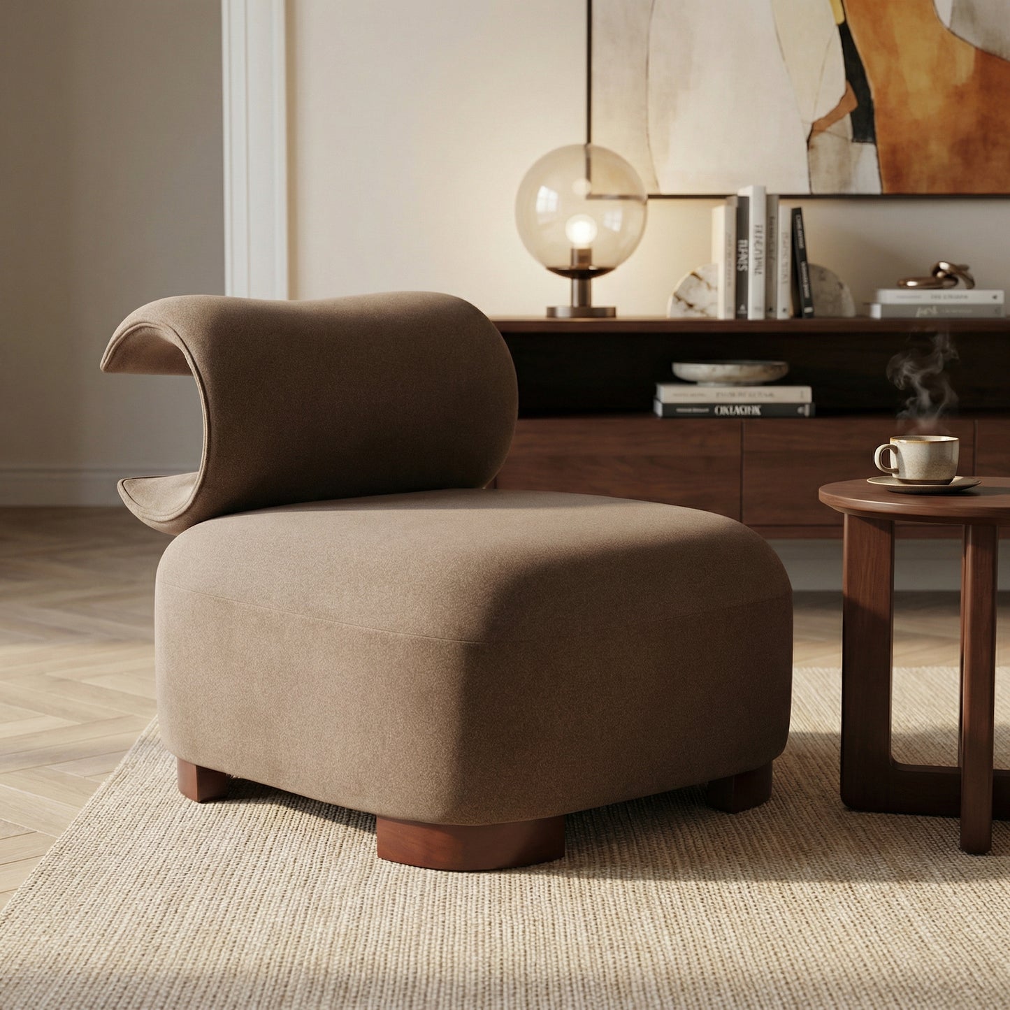 Modern Brown Accent Chair - Pet-Friendly, 330 lbs Capacity