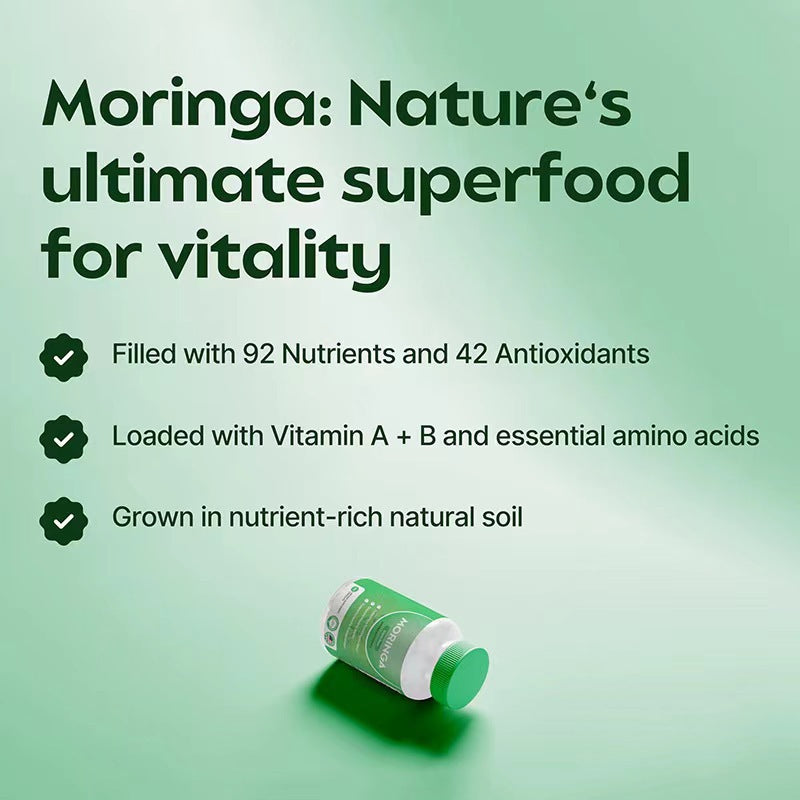 Moringa Leaves Capsules - 60 Count Health Supplement for Adults