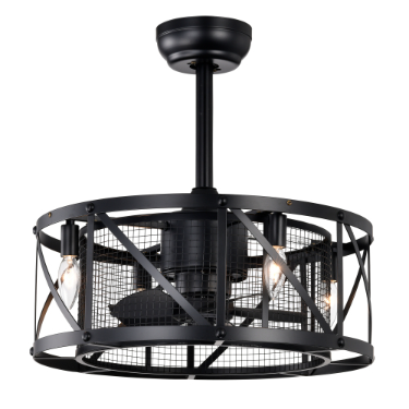 20'' Industrial Ceiling Fan with Remote Control - Matte Black