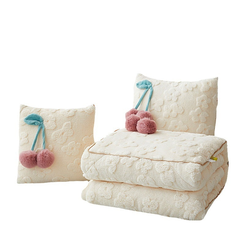 Kids Plush Nap Pillow and Blanket Set - Thickened Cozy Bedding