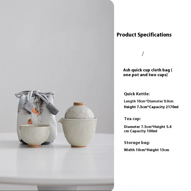 Ceramic Teapot Set with Portable Storage for Travel & Outdoor Use