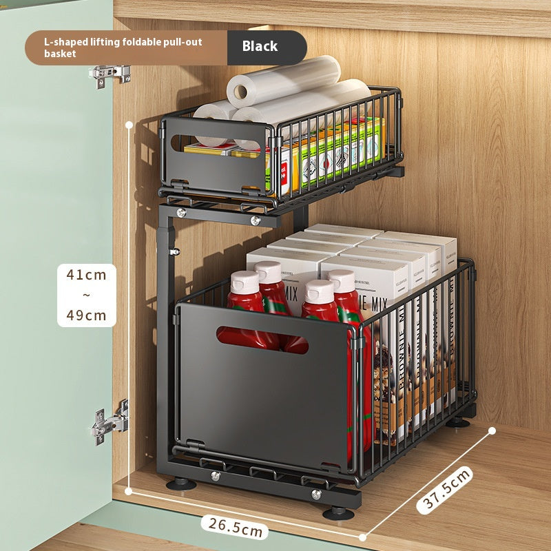 Foldable Kitchen Storage Basket with Pull-Out Layers - Multi-Function Snack Organizer