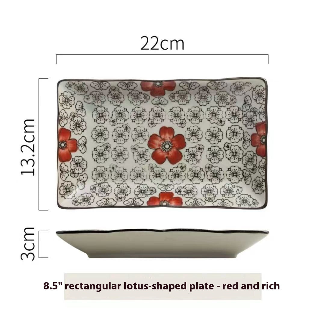 Ceramic Sushi Plate Rectangular 7.5 Inch Meal Tray for Kitchen Dining