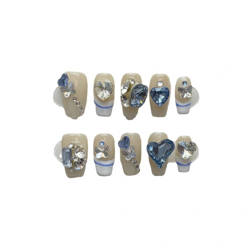 French Blue Love Heart Nail Art Kit - Multiple Sizes