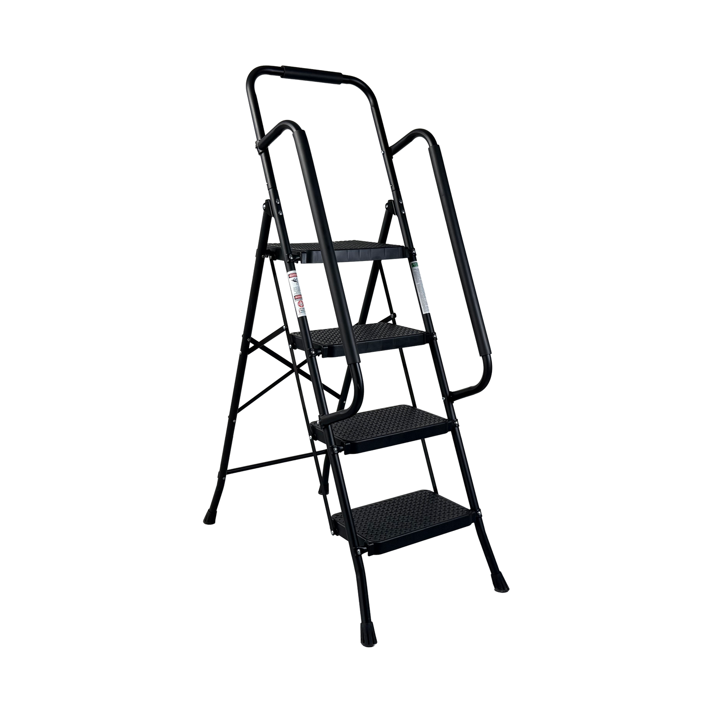 4 Step Folding Ladder Stool with Anti-Slip Pedals - Black