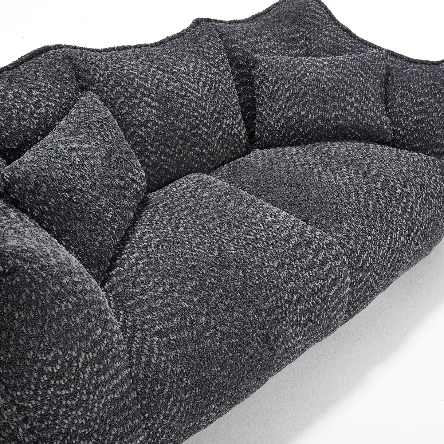 Comfortable Square Beanbag Chair for Two - Black Chenille