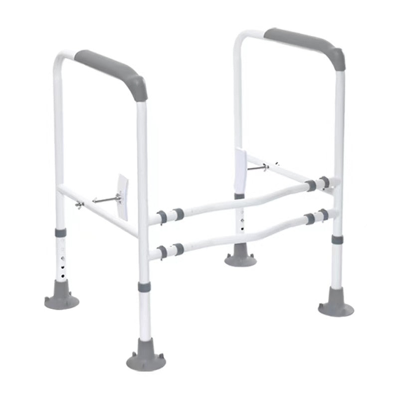 Punch-Free Toilet Armrest Safety Rail with Double Suction Cups - White