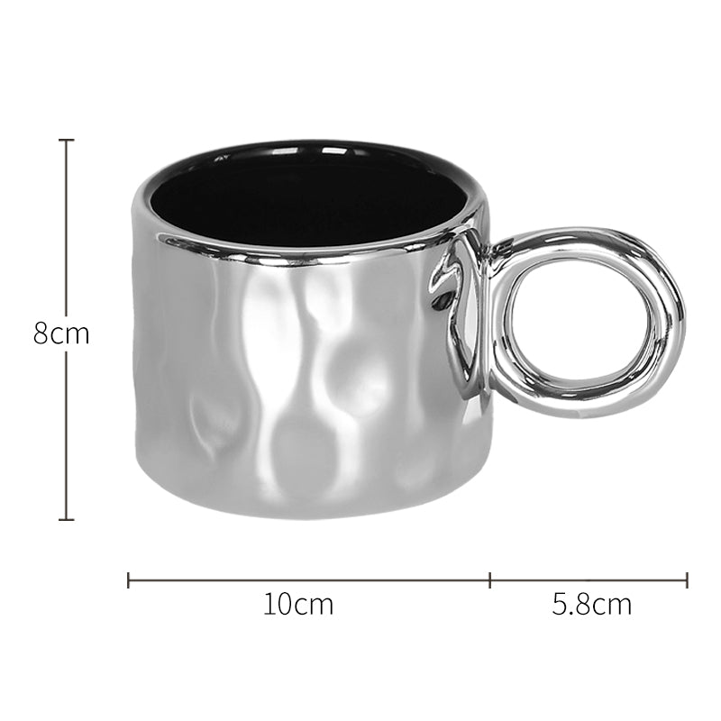 Ceramic Mug with Silver Plating and Nordic Style Handle - 210ML Drinkware