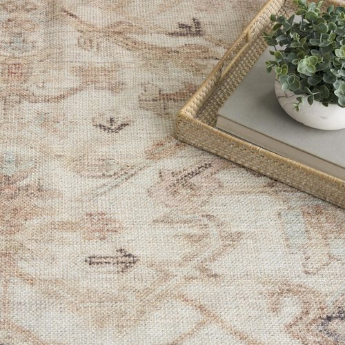 Nourison Home Vintage Washables Beige 4' x 6' Area Rug - Easy Clean, Non Shedding, Bed Room, Living Room, Dining Room, Kitchen (4' x 6')