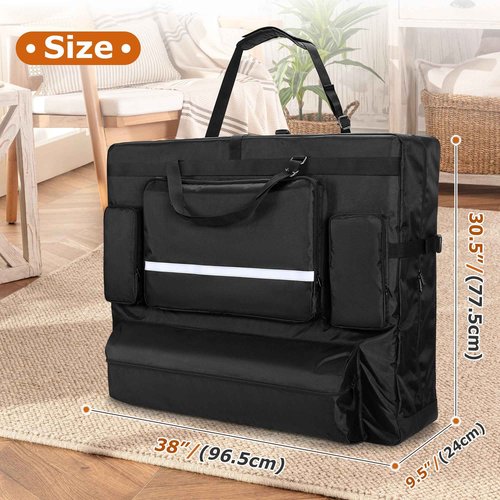 LUXJA Massage Table Bag Fits 24” to 30” Width Folding Massage Table, Massage Table Carrying Case with Accessory Pockets (Bag Only), Black