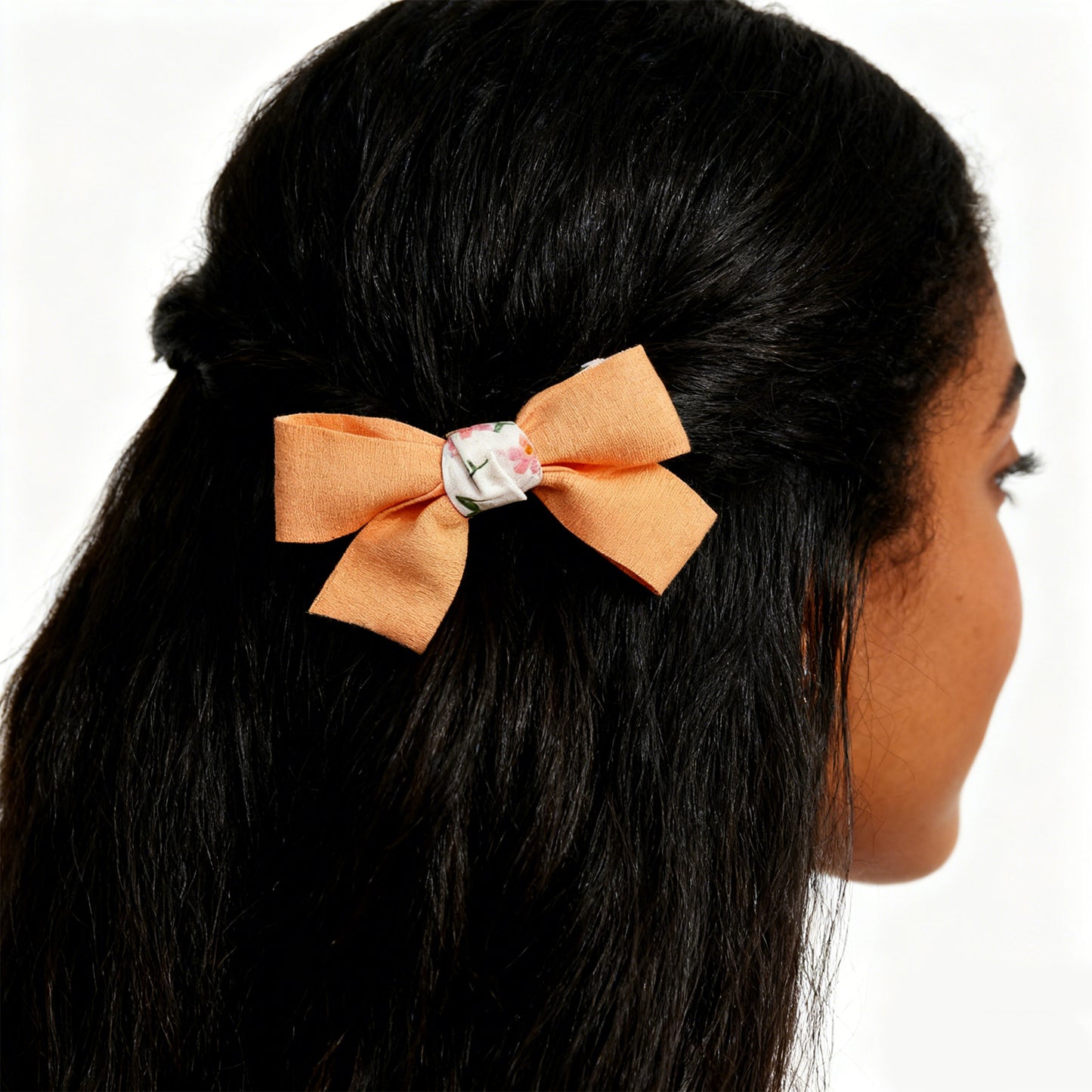 Orange Bow Hair Tie - Elegant Ribbon Hair Accessory