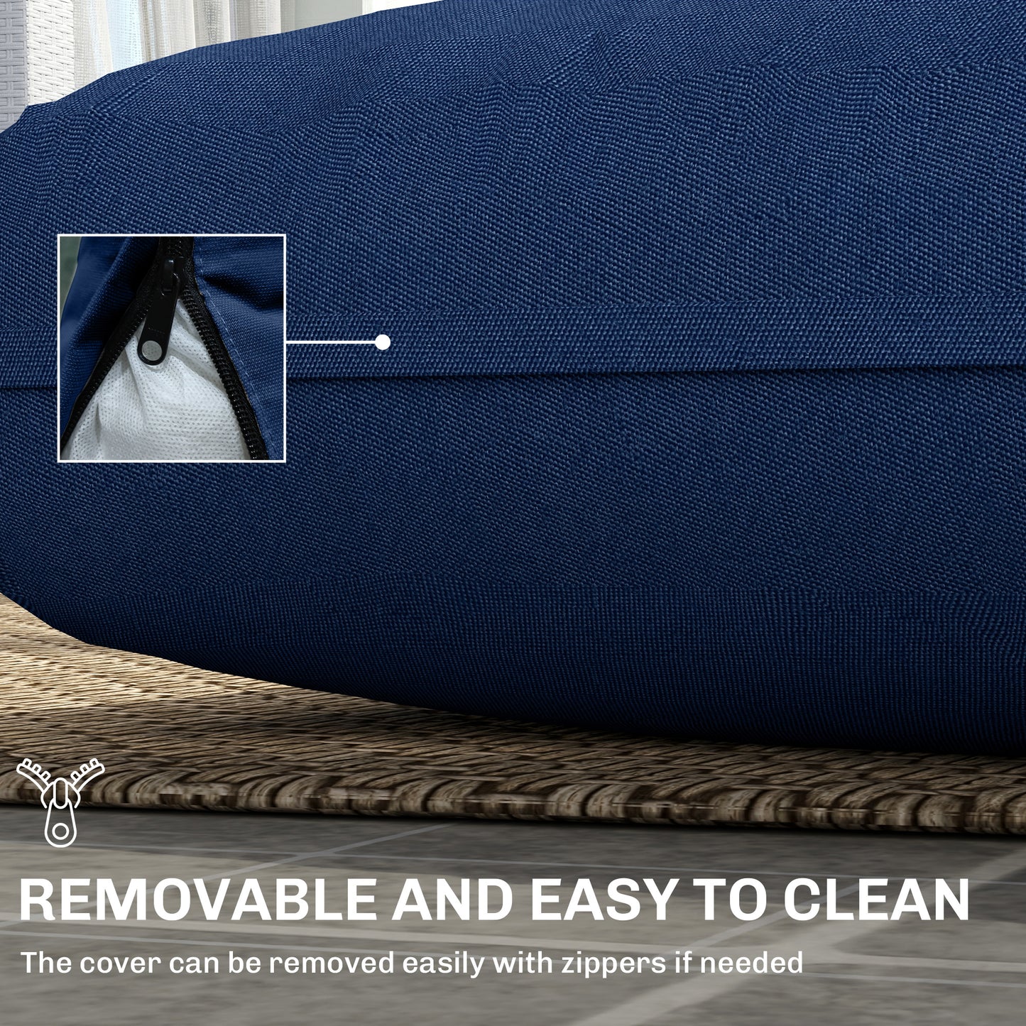 Outdoor Loveseat Cushion Set - Thick Navy Blue Cushions, 46x26x5 in