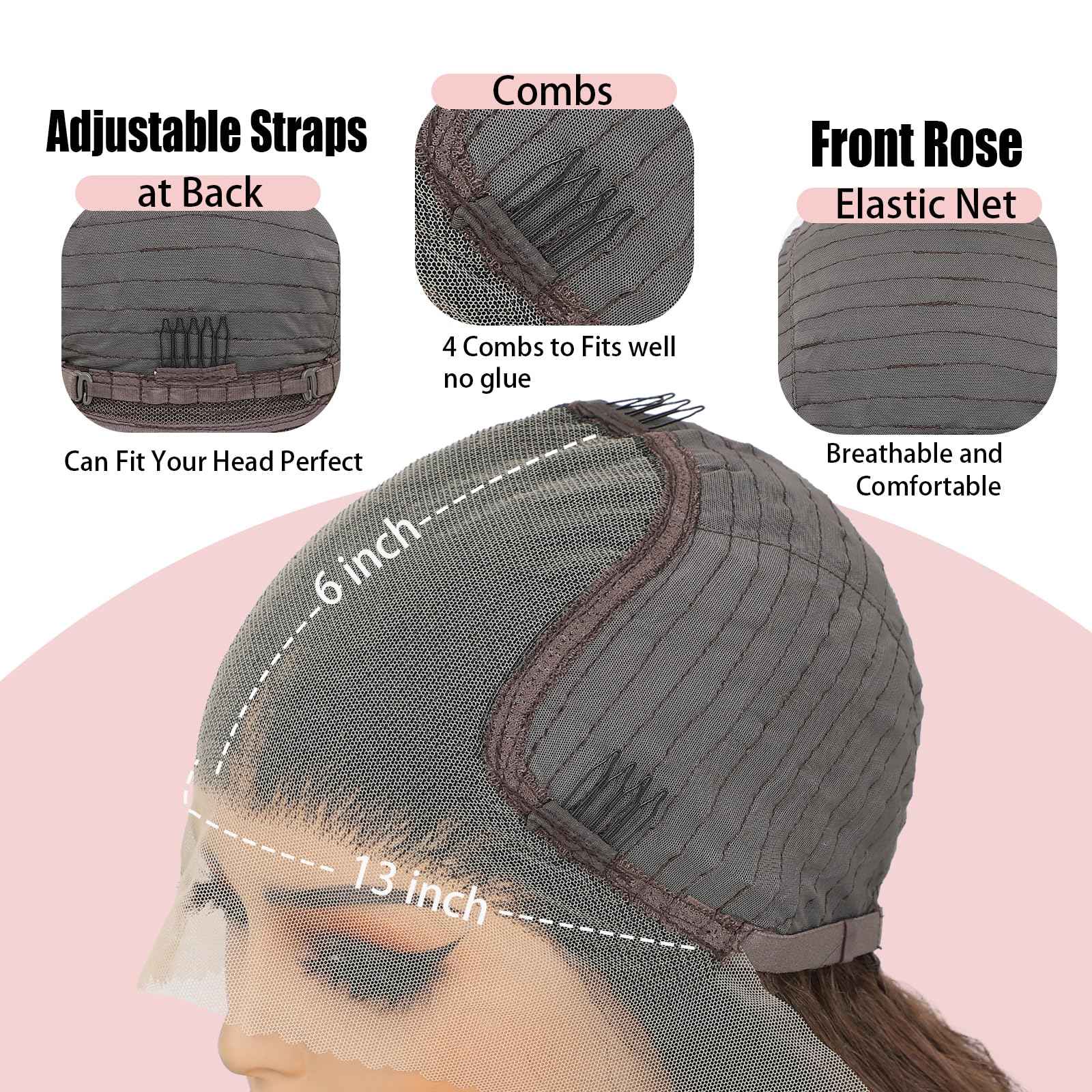 13x6 Lace Front Wigs Ombre brown Lace Frontal Wig HD Lace Body Wave Pre Plucked Tiny Knots 28 Inch Pre-layered Long Wavy Synthetic Lace Wig