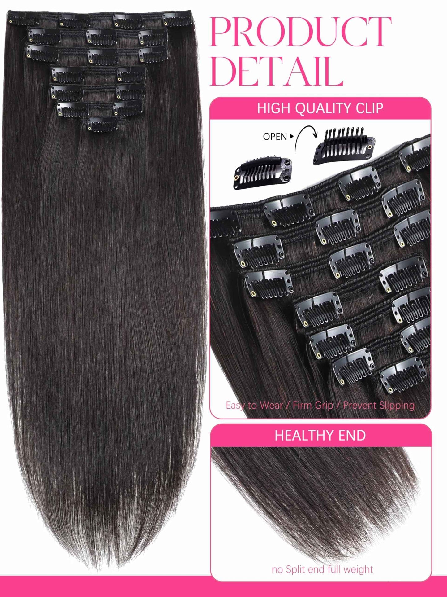 Lacer Clip in Hair Extensions Real Human Hair, Straight Clip ins 1B Natural Black, 22 Inch 120g Remy Human Hair Extensions 7pcs Per Set