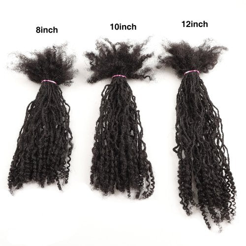Orientfashion 12inch 0.2cm Width 100% Real Human Hair Micro Dreadlock Extensions with Curly Ends，Can Be Dyed Bleached Curled And Twisted(12inch 0.2cm 40Strands, Natural black)