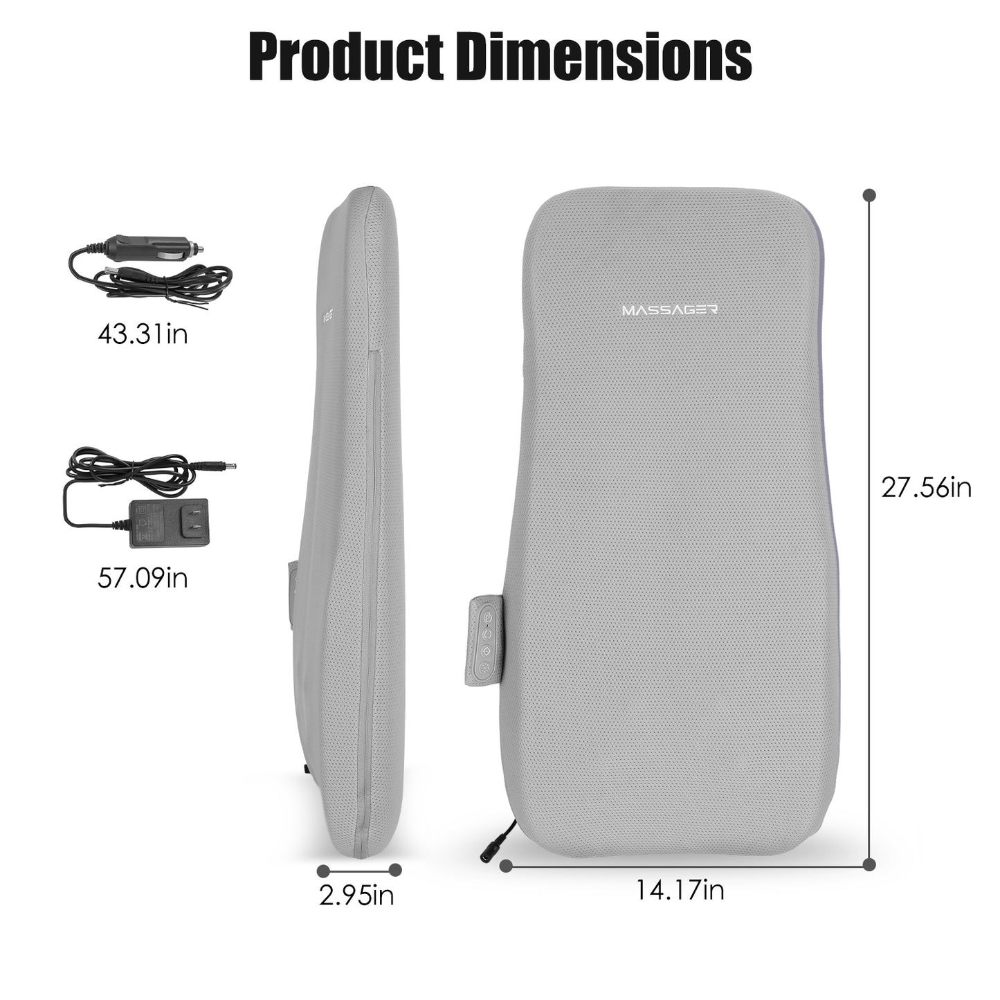 Full Back Massager with Heating & Rolling Nodes - Deep Tissue Shiatsu Chair Pad for Lumbar and Upper Lower Back Relief - Grey