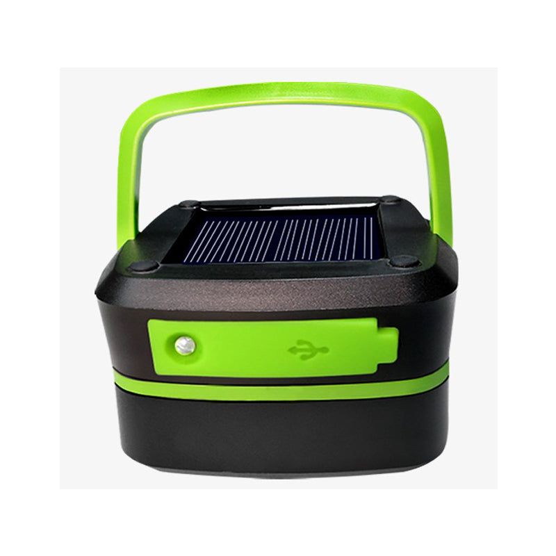 Rechargeable Solar Camping Lantern with Power Bank, Foldable Waterproof LED Light - Green