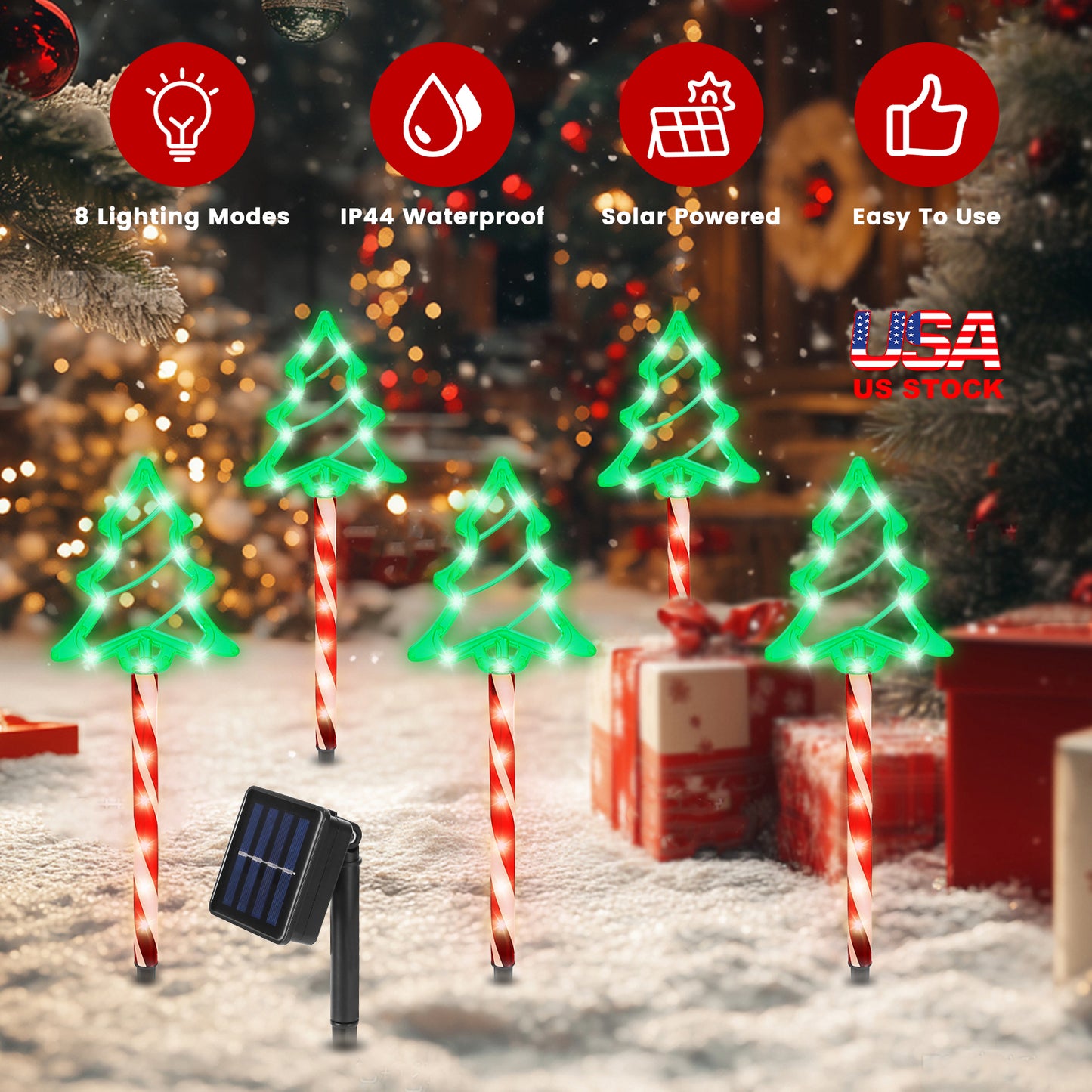 Christmas Outdoor Pathway Lights - 8 Modes, IP44 Waterproof