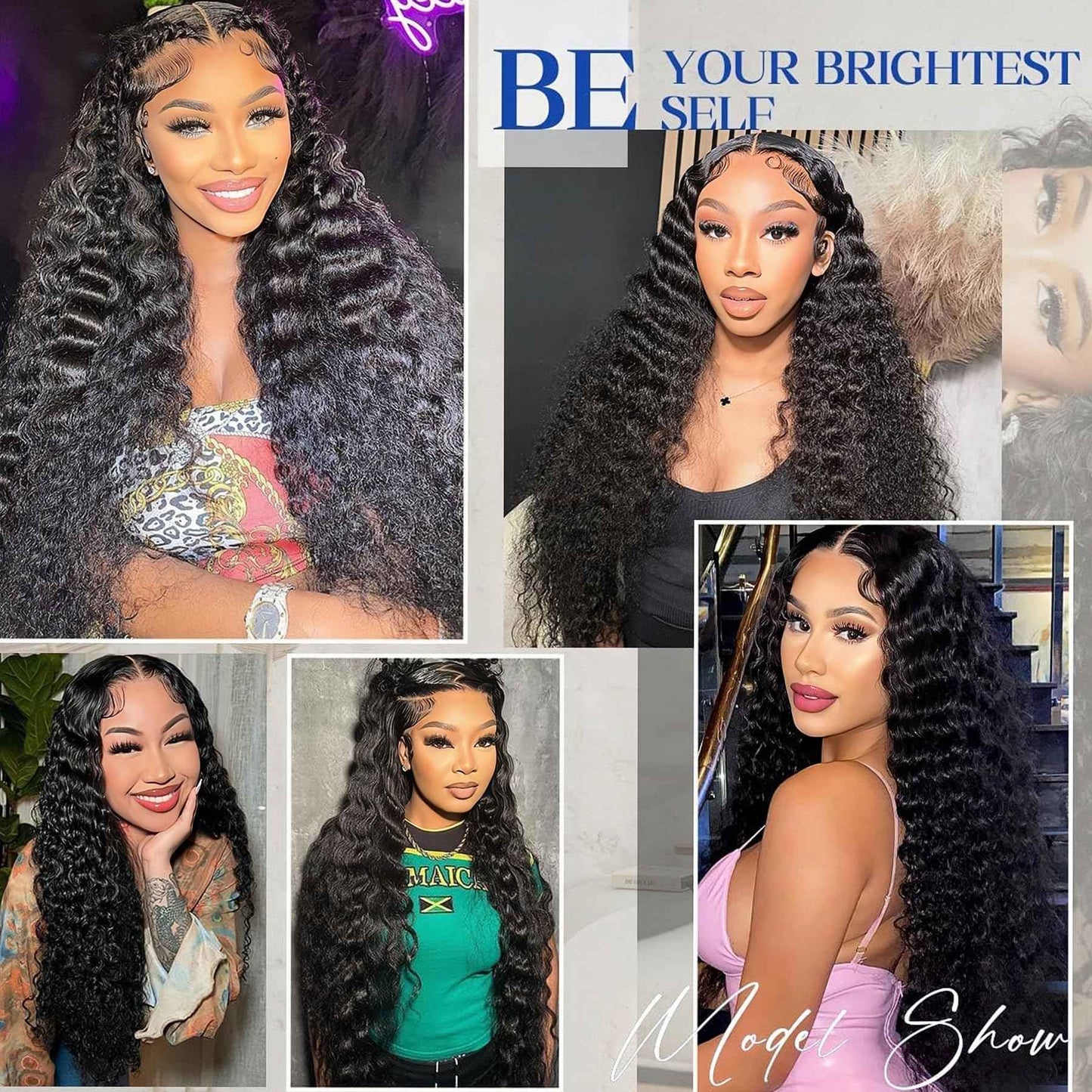 30 Inch Water Wave Lace Front Wigs Human Hair 200% Density Pre Plucked 13x6 HD Transparent Lace Frontal Wigs Human Hair For Women Deep Curly Glueless human hair wig (Black, 30 Inch)