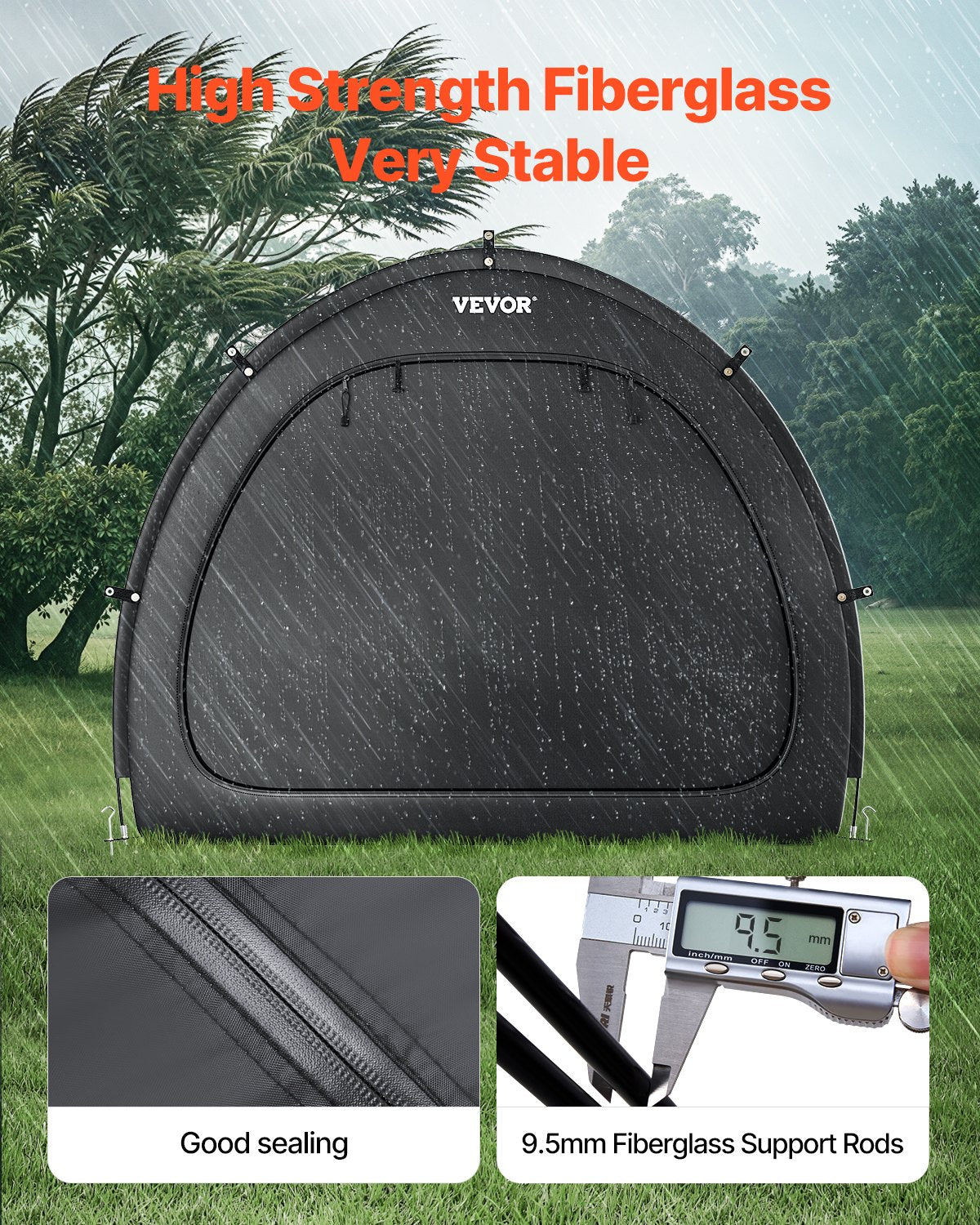 Outdoor Bike Storage Tent Waterproof Bike Shed for 5+ Bikes - Black