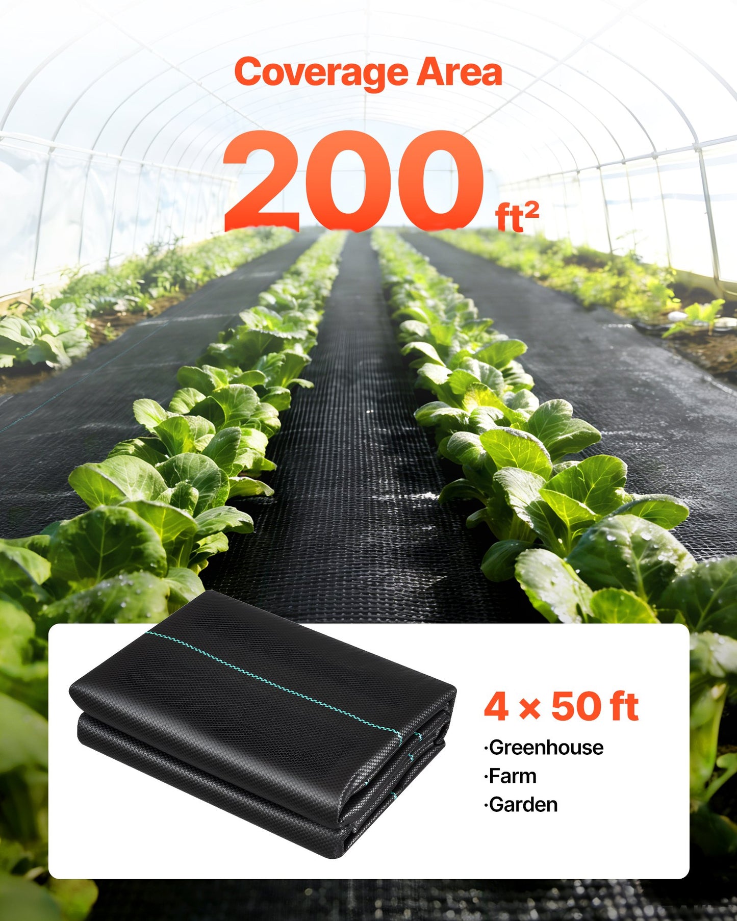 Heavy Duty Weed Barrier Fabric 4x50 ft Black Ground Cover for Gardens & Pathways