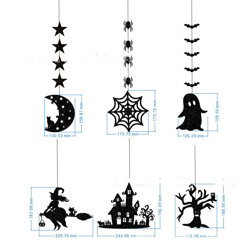 Halloween Spider Hanging Garland - 6 Pieces Festive Party Decor
