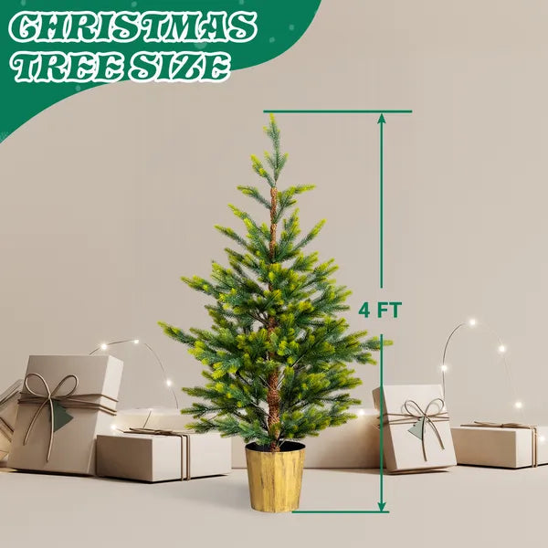 Potted 4FT Dual Tone Artificial Christmas Trees - 2 Pack