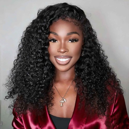 XSY Half Wig Human Hair Curly 16 Inch Deep Wave Half Wigs for Black Women 3 In 1 Drawstring Seamless Flip Wig Invisible Hairline Beginner Friendly 180% Density