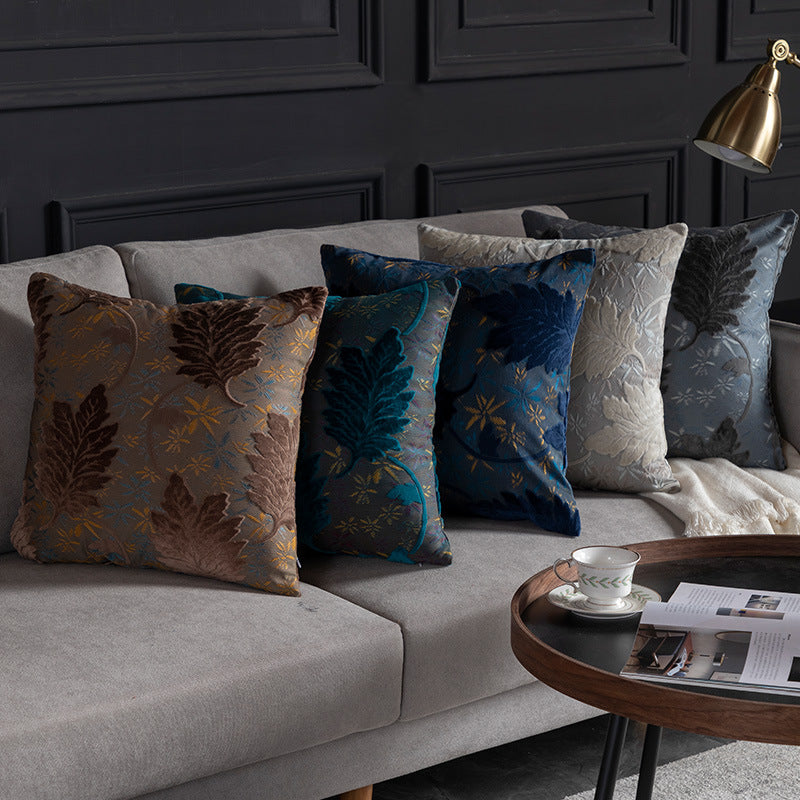 Jacquard Cut-Pile Throw Pillow Cover Sofa Backrest Cushion Home Decor