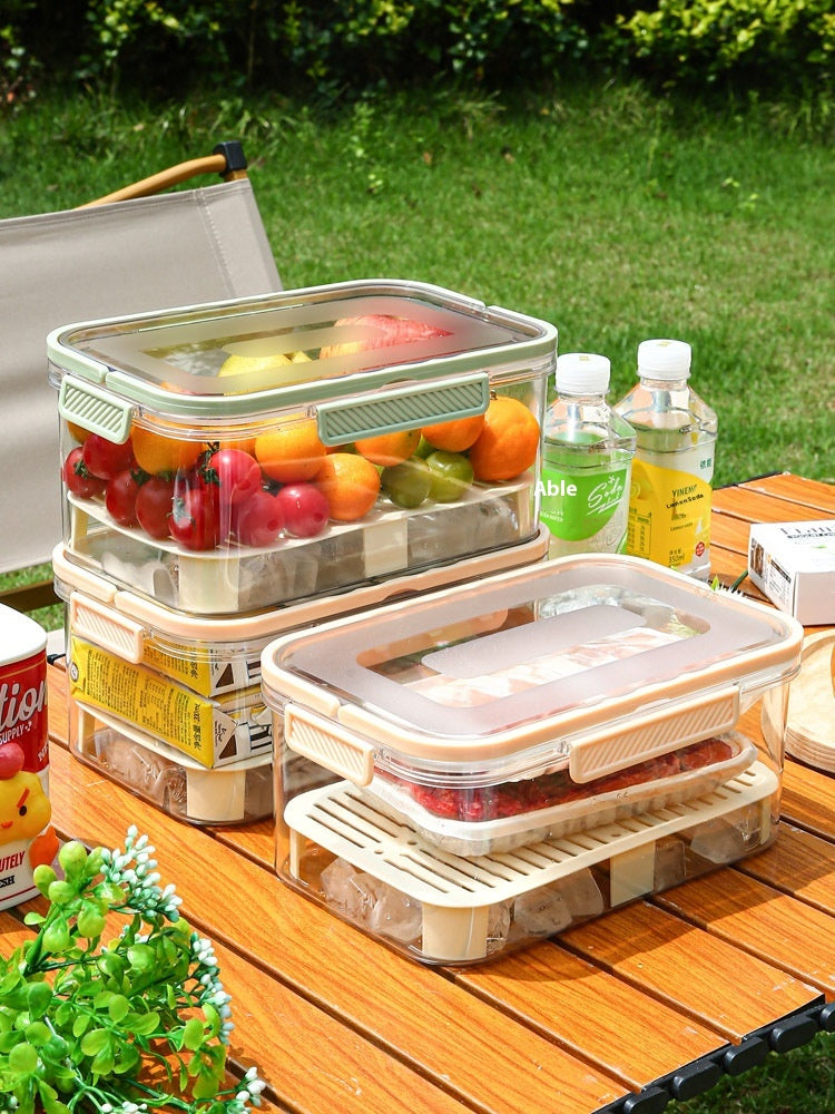 Portable Food Storage Bin with Drainage for Outdoor Picnic and Kitchen Use
