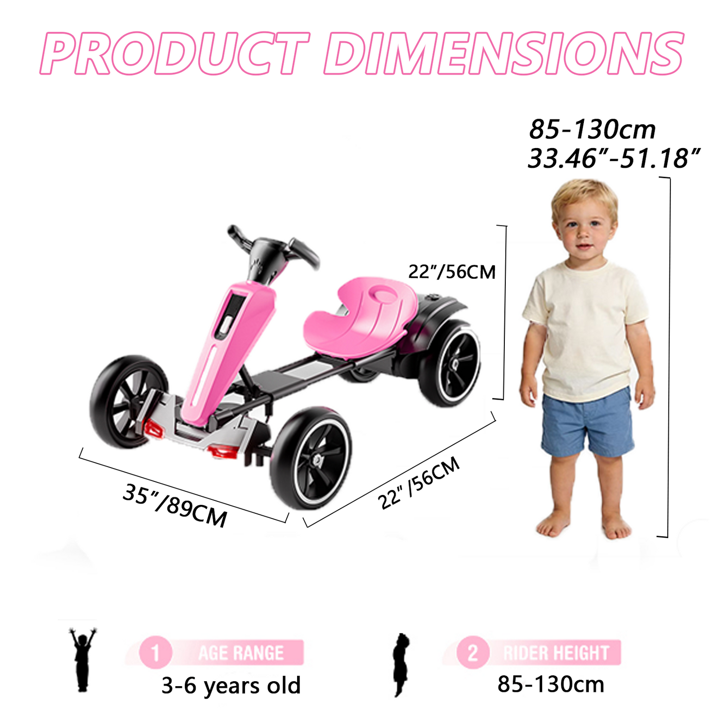 12V Kids Electric Pedal Go Kart with Adjustable Seat & EVA Wheels