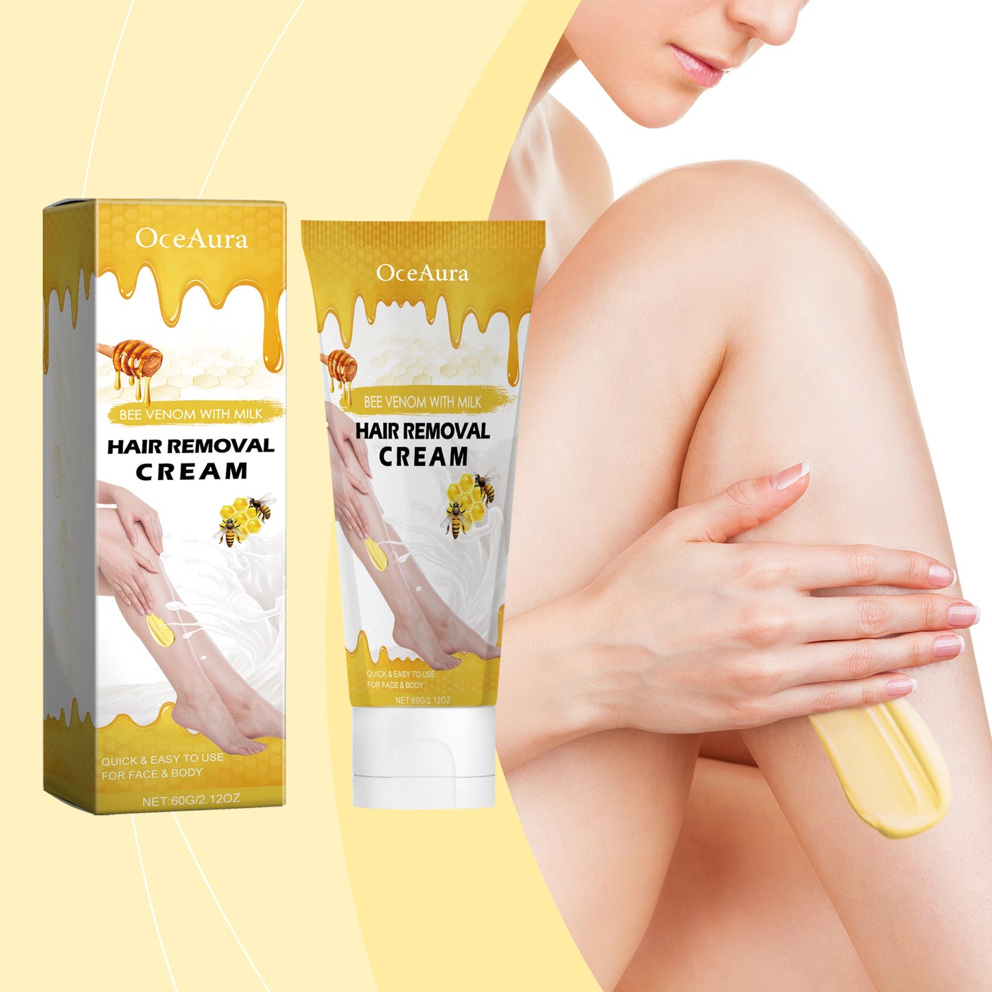 Bee Venom Moisturizing Hair Removal Cream - Gentle Body Depilatory