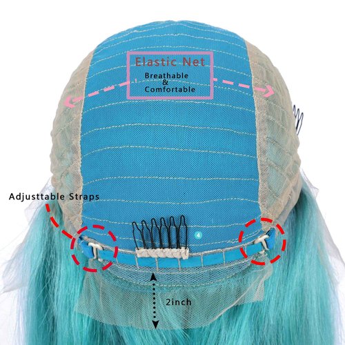 Guanyuhair Pre-plucked Short Bob Human Hair Lace Front Wigs Glueless Silky Straight 150% Full Density #Light Blue Free Part Bob Wigs For Black Women 14inch
