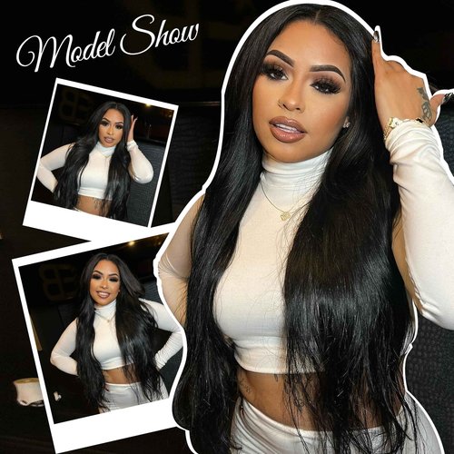 MEYOFUN Clip in Hair Extensions Real Human Hair, 24 Inch 120g, 1B Natural Black, Invisible Seamless Straight Remy Human Hair Clip in Extensions for Women 8pcs Per Set with Double Weft