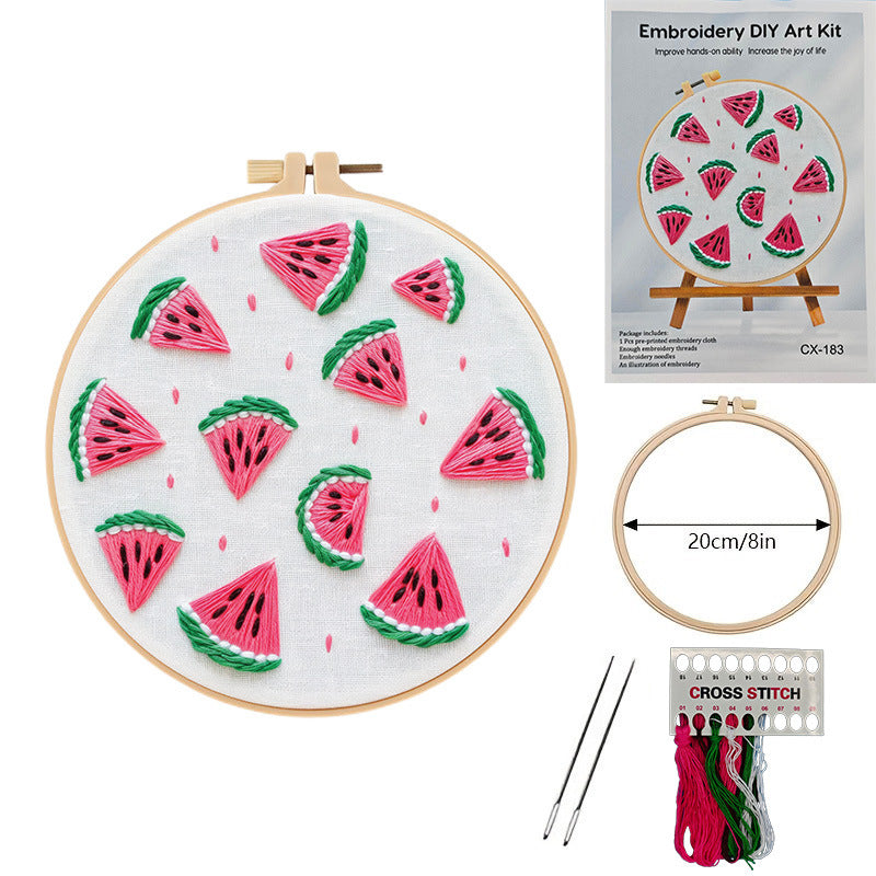 European Embroidery Material Pack with Embroidery Frame for Cross-Stitch Crafts
