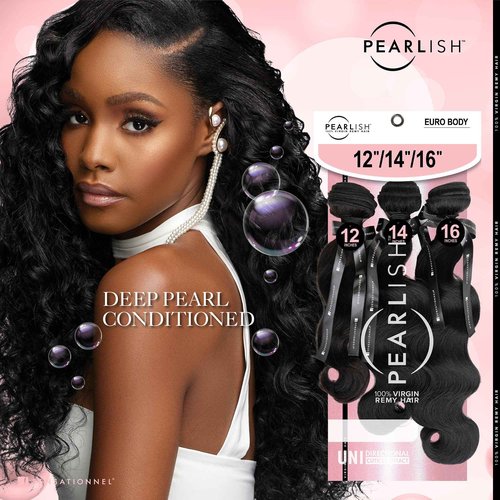 Sensationnel Pearlish multi bundle - euro body deep pearl conditioned 15a soft remy beauty supply sew in or glue on human hair layered lengths (10 12 14 inch, NATURAL)