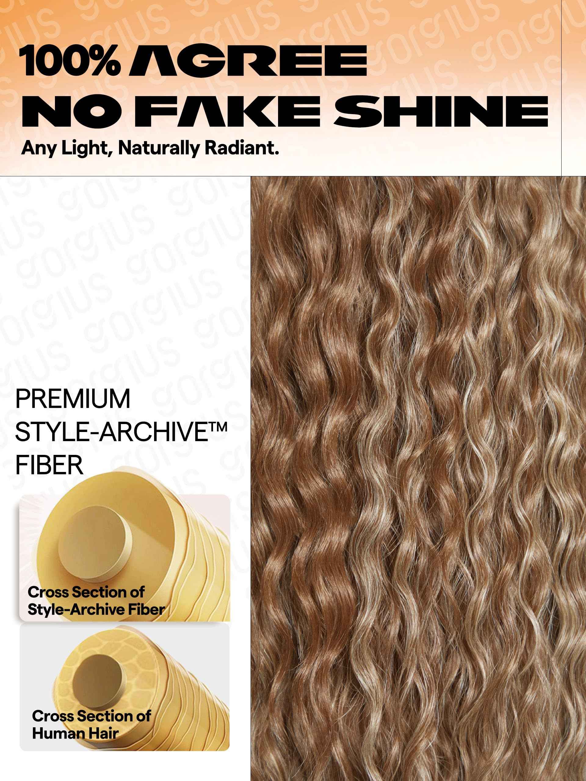 GORGIUS Balayage Highlight Ocean Wave Lace Front Wigs Pre Cut Glueless Side Part Synthetic Long Wig 28 Inch