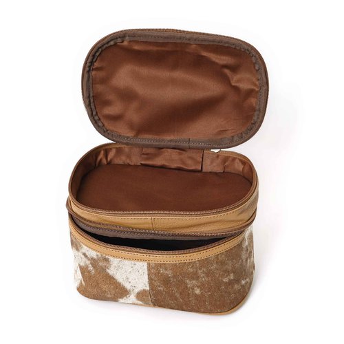 Merbaa Jewelry Travel Organizer, Waterproof Leather Bag - Storage Organizer, Groom & Bridesmaid Wedding Gifts, Full Grain Leather, Handmade Travel Case (Tan)