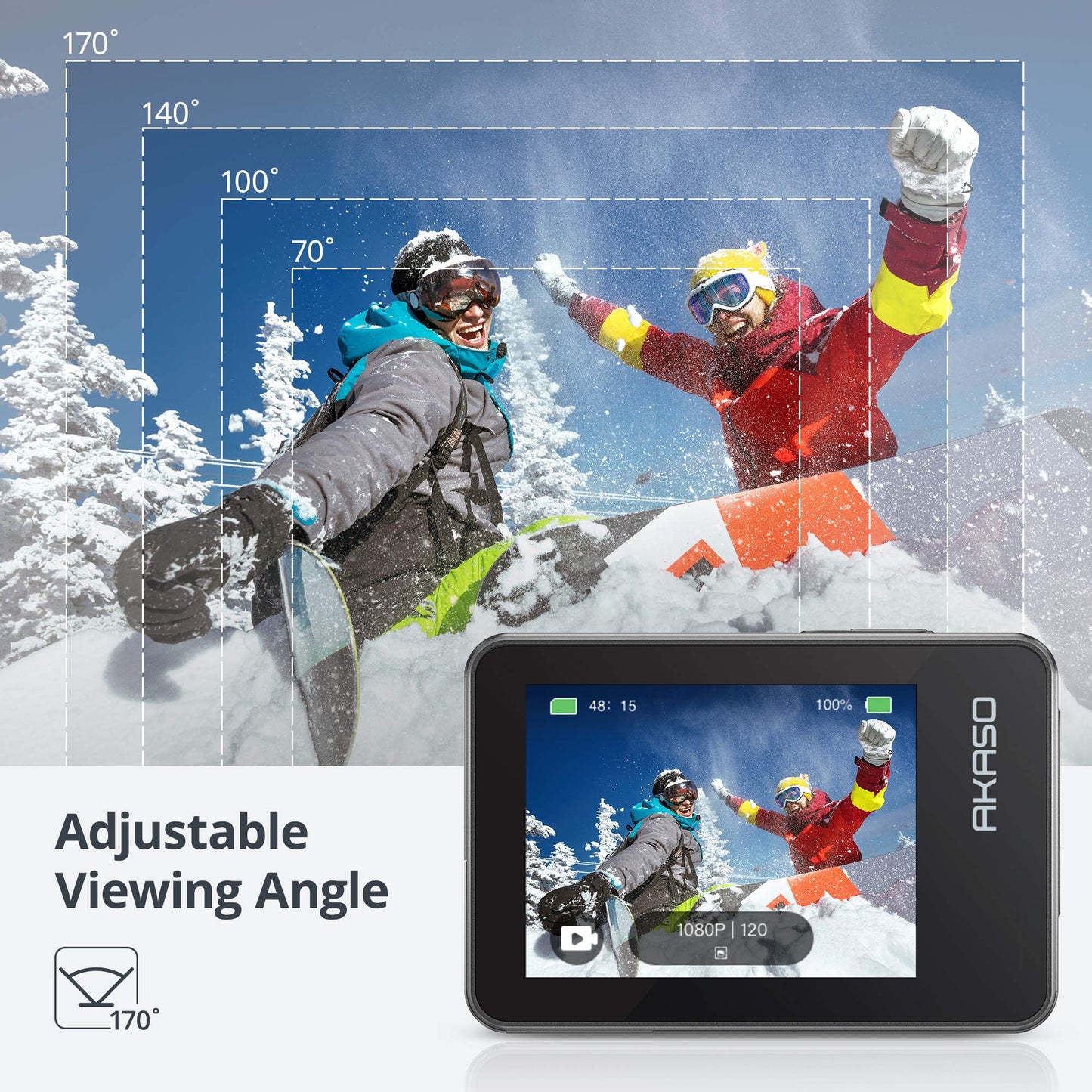 AKASO Brave 7 Action Camera 4K30FPS 20MP with 128GB U3 MicroSDXC Memory Card, Waterproof Camera with Touch Screen IPX8 33FT EIS 2.0 Zoom Support External Mic Voice Control with 2X 1350mAh Batteries