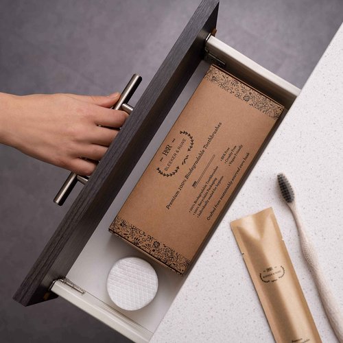 Bleeker and Rowe Biodegradable Eco-Friendly Toothbrushes - Individually Sealed - BPA Free Soft Bristles - Sustainable - Recycled Packaging (Pack of 100)