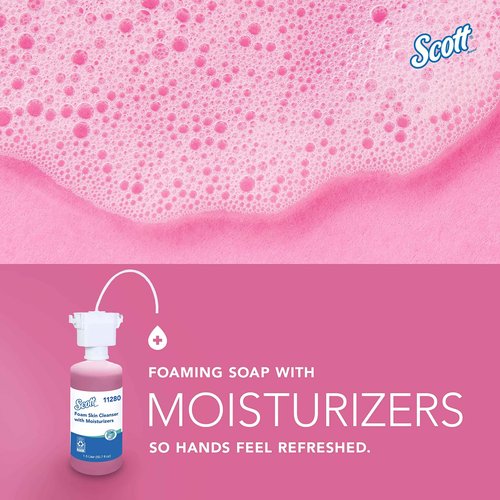 Scott Professional Foam Hand Soap with Moisturizers (11280), 1.5 L, Foaming, Pink, Floral Scent, Under-Counter Refills for Kimberly-Clark Professional Top Mounted Dispensers (2 Bottles)